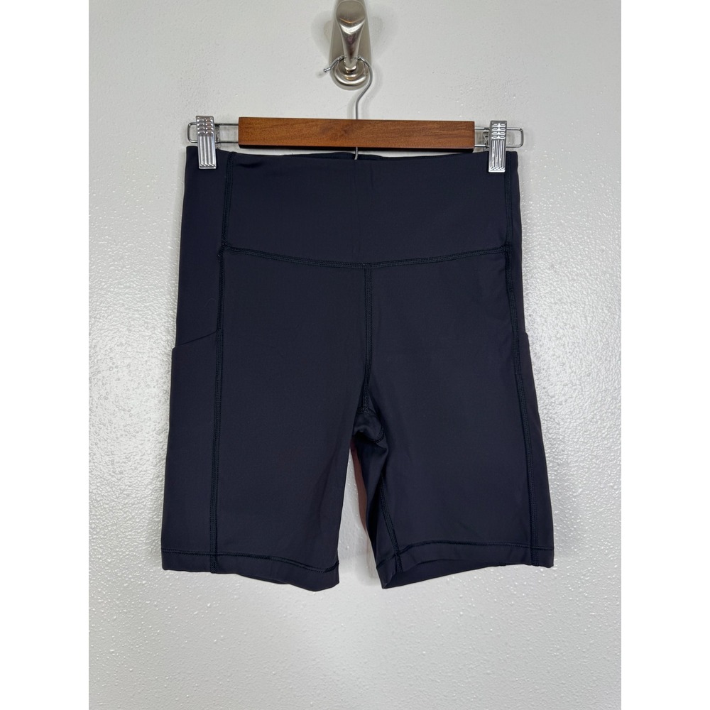 Athleta Ultimate Stash Pocket 7" Short Black High Rise Biker Shorts Womens Small